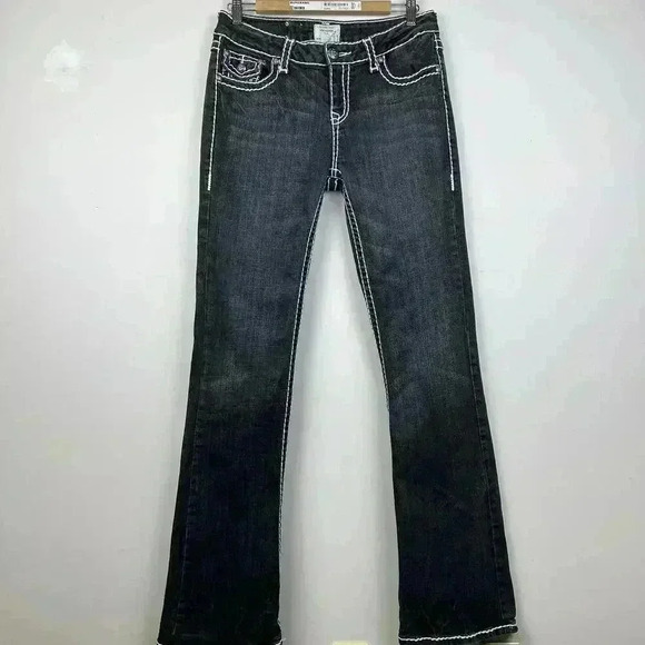 La Idol Premium Black Flare Jeans with Unique Stitching - Picture 2 of 8